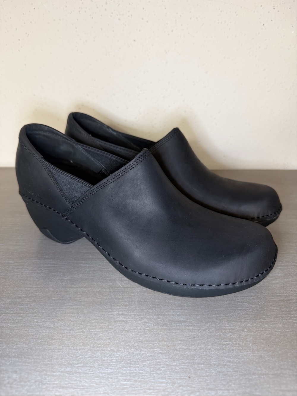 Merrell Women Emma Casual Black Leather Slip-On Comfort Shoes Sz 9.5 Performance